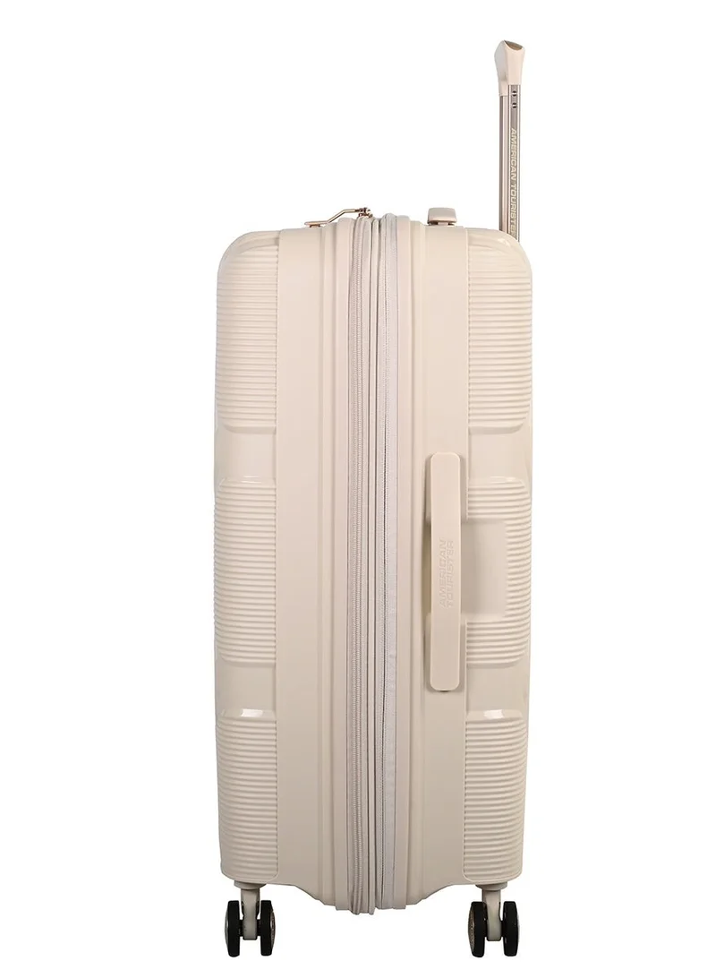 AMERICAN TOURISTER Instagon Suitcase, Check-In Size 69 cm / 25 inch, 4 Double Wheels, Hard Top, Polypropylene, Cream|DuoSaf™ Security Zipper|TSA 008 Lock|Optimov™ Shock Absorbing Wheels|Expandable - 3 Years International Warranty